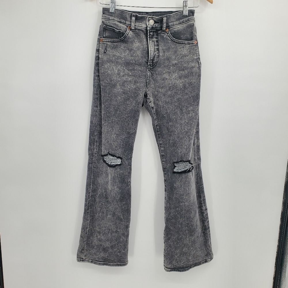 ☆☆ Express Gray Distressed Flare Acid Wash Jeans  Size 2S